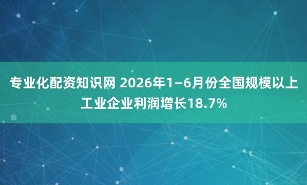 专业化配资知识网 2026年1—6月份全国规模以上工业企业利润增长18.7%